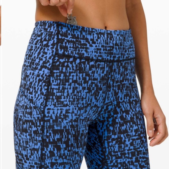Lululemon Speed Up Tight 28" Urban Block Wild Bluebell Black leggings pockets - Picture 6 of 12
